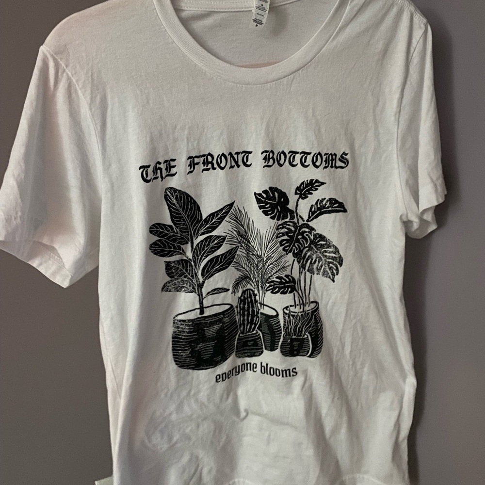 A Front Bottoms white T-shirt. Size Large.
